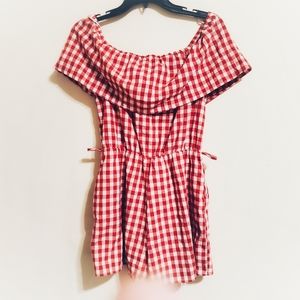 HYFVE Short Romper red gingham print  size Small with pockets no belt